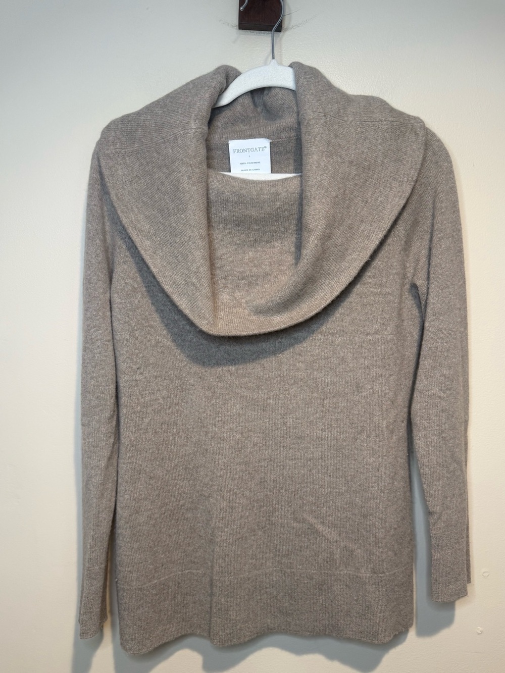 Frontgate Luxury Cashmere Cowl Drape Neck Tunic Sweater